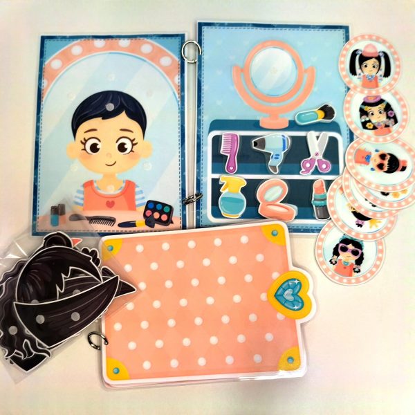 Vue complète du jeu éducatif pour filles – accessoires et modèles inclus